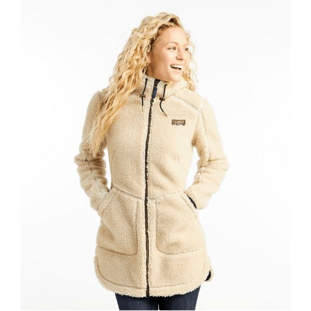 L.L. Bean Cream Mountain Pile Fleece Sherpa Plush Full Zip Coat Women's Large
